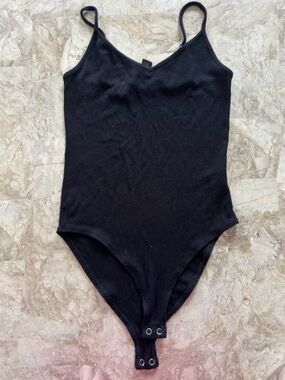 Black Ribbed Bodysuit